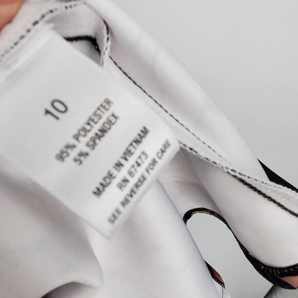 Roz & Ali Navy Blue and Floral Print Cutout Front Pleated Skirt Dress Size 10 - Picture 8 of 8